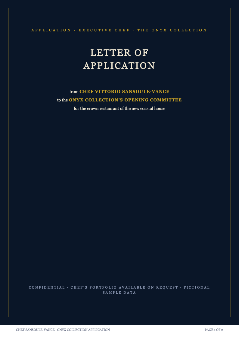 Midnight luxury application letter